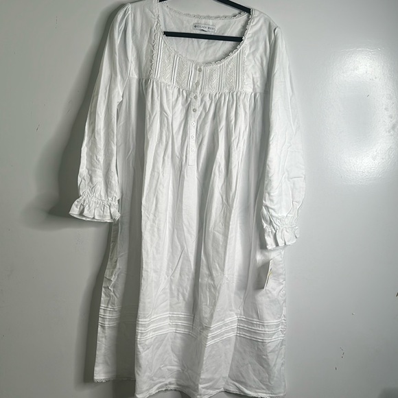 Eileen west Olivia long poet night gown cotton Rayon white dress size medium new - Picture 5 of 12